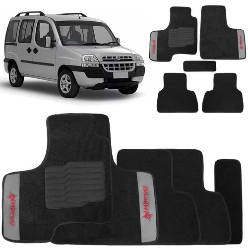 Jogo de Tapetes Carpete Fiat Doblo Adventure 2002 a 2007 Preto 5 Peças