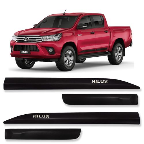 Friso Lateral Hilux 2016 a 2023 Preto Injetado Com Grafia Modelo Original