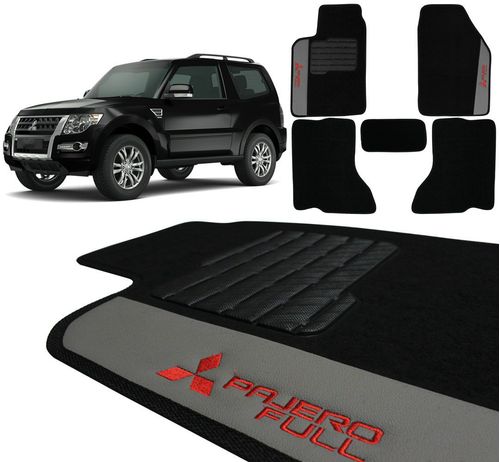Jogo De Tapetes Carpete Mitsubishi Pajero Full 1998 a 2018 Preto Bordado 5 Peças