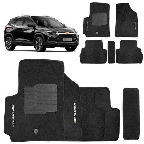 Tapete Carpete Tracker 2020 a 2023 Preto Fixação Original 5 Peças