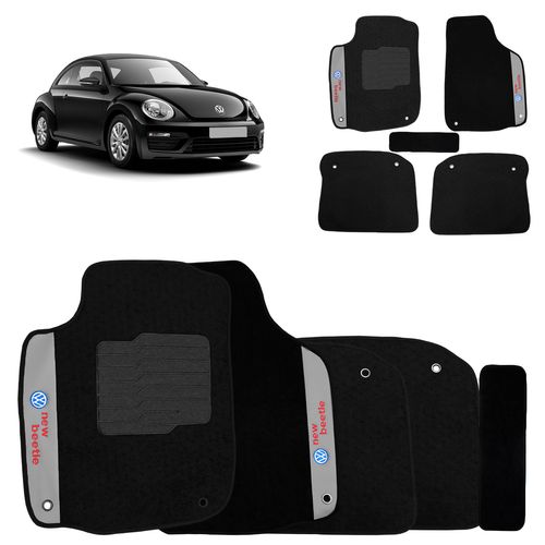 Jogo De Tapete Carpete New Beetle 1999 a 2010 Preto 5 Peças