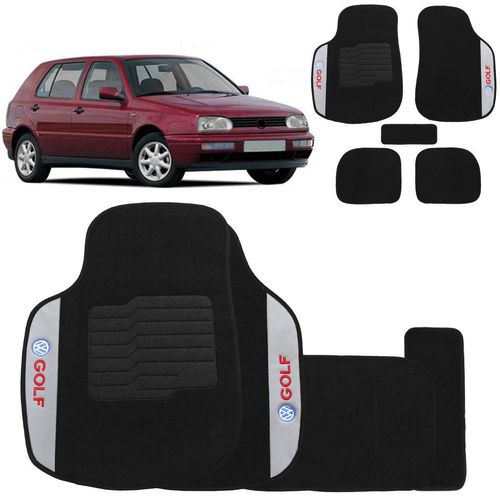 Jogo de Tapete Carpete Golf 1992 a 1998 Preto Bordado 5 Pçs