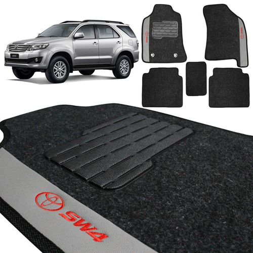 Jogo de Tapete Carpete Hilux Sw4 2013 a 2015 Grafite Bordado