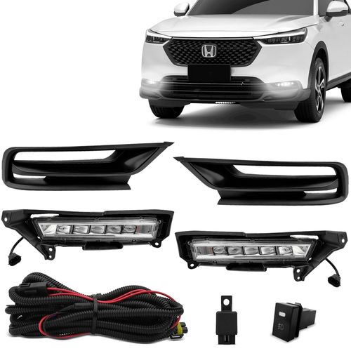 Kit Farol de Milha HRV 2022 a 2024 LED Botão Modelo Original Moldura Preto