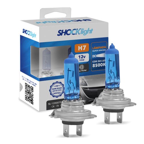 Kit Lâmpadas Halogena Super Branca H7 55w 8500K Shocklight