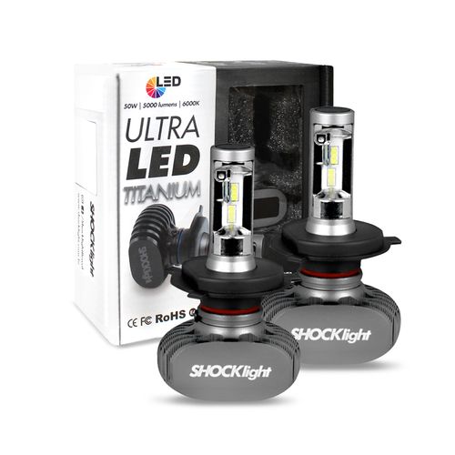 Kit Lâmpadas Ultra LED H4 Titanium 6000k Lumens 50w 12v