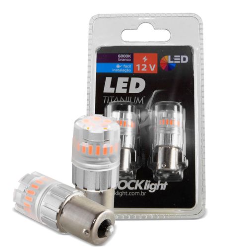 Kit Lâmpadas LED Laranja 1156 6/9 Titanium SMD-4014/3030 1 Polo 12V Shocklight