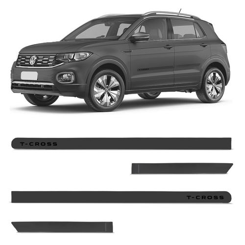 Jogo de Friso Lateral T-Cross 2019 a 2023 Cinza Platina Slim
