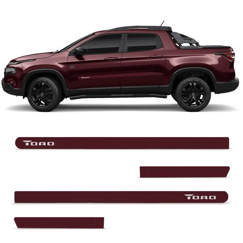 Jogo de Friso Lateral Fiat Toro 2016 a 2023 Vermelho Tribal Slim
