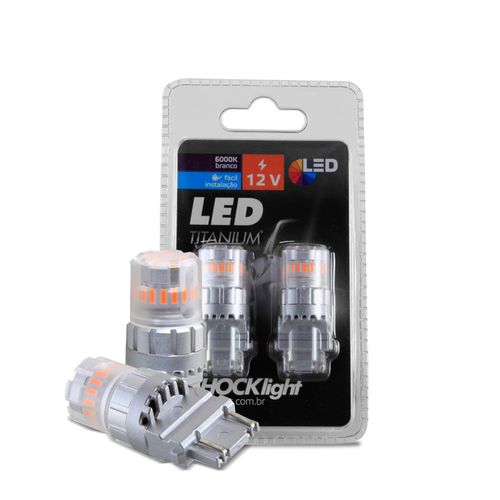Par Lâmpada Led Ambar T25 23 SMD-4014/3030 3157 2 Polo 6000k 12v