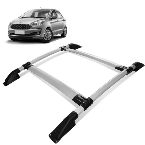 Rack Bagageiro Teto Ford Ka 2014 a 2021 Tubolar Prata