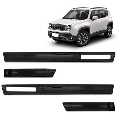 Jogo de Friso Lateral Jeep Renegade 2016 a 2021 Preto Shadow