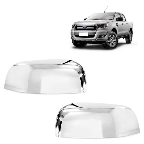 Par de Aplique de Retrovisor Ford Ranger 2013 a 2021 Cromado