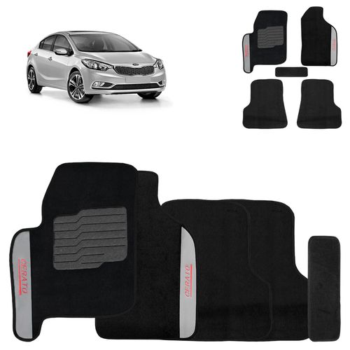 Jogo de Tapete Carpete Cerato 2006 a 2012 Preto 5 Peças