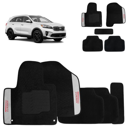 Jogo de Tapete Carpete Sorento 2010 a 2020 Preto 5 Peças