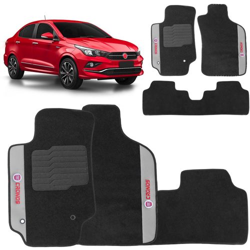 Jogo De Tapete Carpete Fiat Cronos 2018 a 2024 Preto 3 Peças