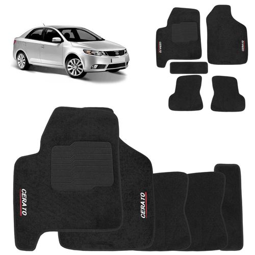 Jogo de Tapete Carpete Cerato 2009 a 2012 Preto 5 Peças