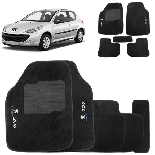 Tapete Carpete Peugeot 206 1999 a 2009 Preto 5 Peças