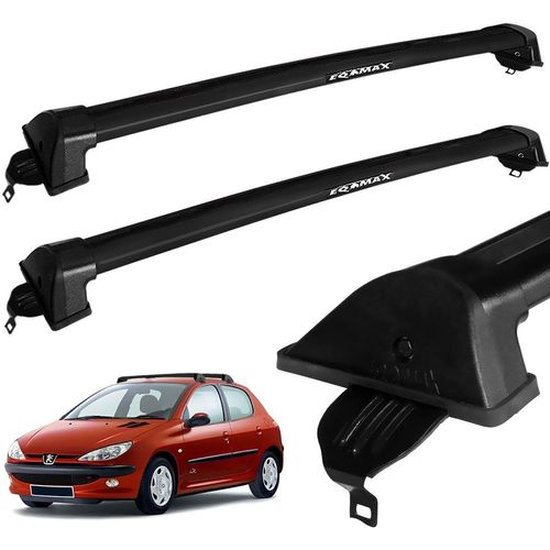 Rack Teto Travessa Peugeot 206 207 4 Ptas Alumin Preto Eqmax