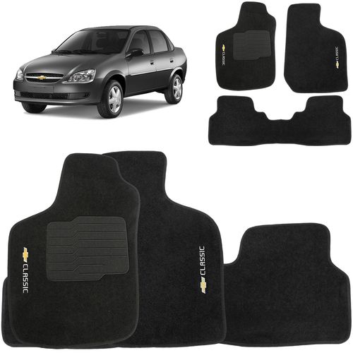 Tapete Carpete Corsa Classic 2003 a 2016 Preto 3 Peças