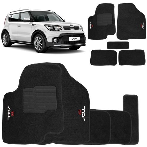 Tapete Carpete Kia Soul 2010 a 2019 Preto 5 Peças