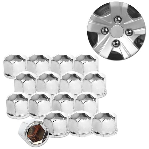 Kit Capa de Parafuso Cromado Hexagonal 19mm 16 Unidades Universal