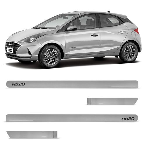 Jogo de Friso Lateral HB20 2013 a 2020 Prata Brisk Slim