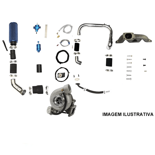 KIT TURBO HONDA CIVIC 1.7 16V T2 + TURBINA R384 + GRÁTIS MANÔMETRO PRESSÃO COMBUSTÍVEL 5 BAR PRETO