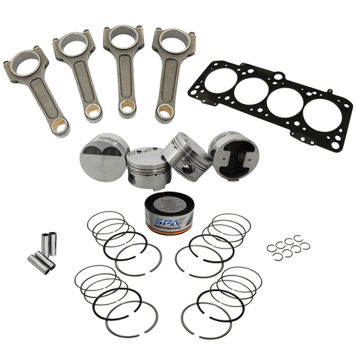 kit forjado AP 2.0 turbo 16v bloco baixo: Pistões forjados Super A + Aneis + Pinos + Junta + Bielas forjadas Super A 144mm 1000cv
