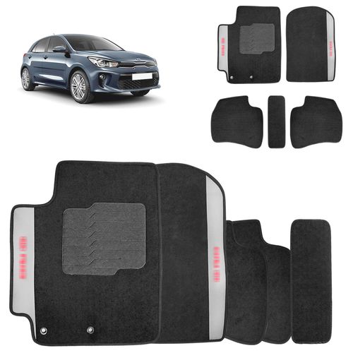 Jogo de Tapete Carpete para Kia Rio 2020 a 2023 Preto 5 Peças