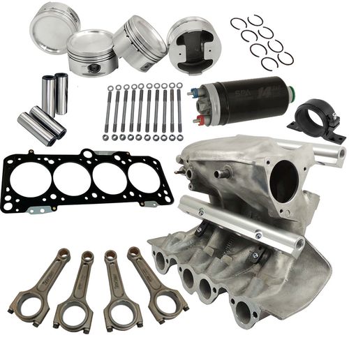 kit forjado AP 1.8: Pistão e Bielas 144 Super A + Junta de cabeçote + Prisioneiros forjados + Coletor MI 8 Bicos e Bomba 14Bar e Suporte
