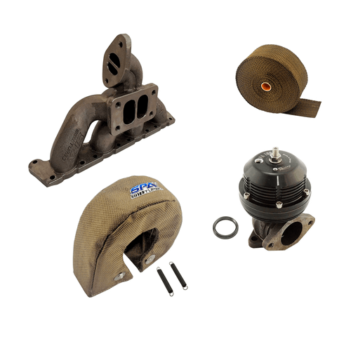 Coletor escape turbo A3 / Golf 1.8 20V pulsativo - P/ Cima + Fita Titanium 10 metros + Capa termica T3 + WASTEGATE USA REGULAGEM MECÂNICA