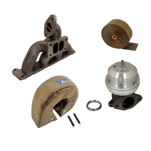 Coletor escape turbo A3 / Golf 1.8 20V pulsativo - P/ Cima + Fita Titanium 10 metros + Capa termica T3 + WASTEGATE USA REGULAGEM MECÂNICA