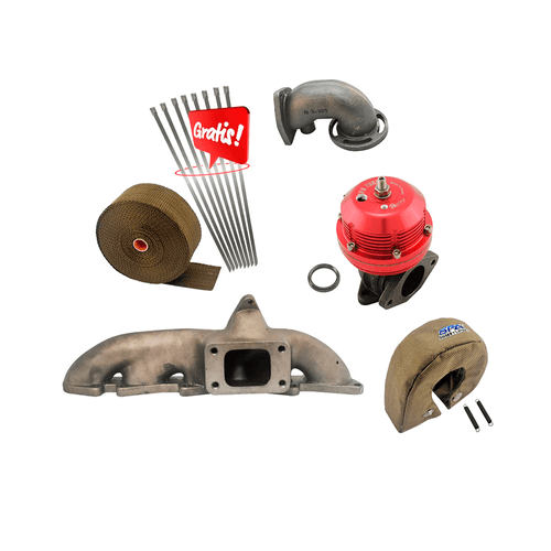 COLETOR ESCAPE TURBO FIVETECH V2 + FITA TÉRMICA TITANIUM 2" x 15m + capa DE TURBINA TITANIUM + SAÍDA ESCAPE FUNDIDA + WASTEGATE USA MECÂNICA