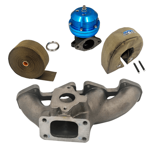 Coletor de escape para turbo VW AP 16V Longitudinal - T3 + FITA TÉRMICA TITANIUM + Protetor Térmico de Turbina + Wastegate USA regulagem mecânica