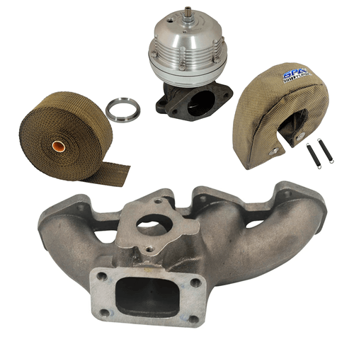 Coletor de escape para turbo VW AP 16V Longitudinal - T3 + FITA TÉRMICA TITANIUM + Protetor Térmico de Turbina + Wastegate USA regulagem mecânica
