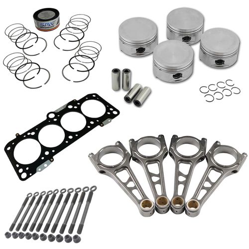 Kit forjado AP 2.0 ASPRO: PISTÃO PLANO FORJ - SPA LINHA SUPER A C/ PINOS 63,45X20MM E TRAVAS + Anéis + Junta 0,9mm + Prisi. / Biela Super Light 144