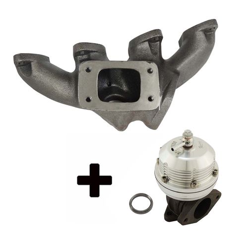 Coletor de escape para turbo GM Corsa / Fiat Palio 1.6 / 1.8 8V T3 + Wastegate USA Prata