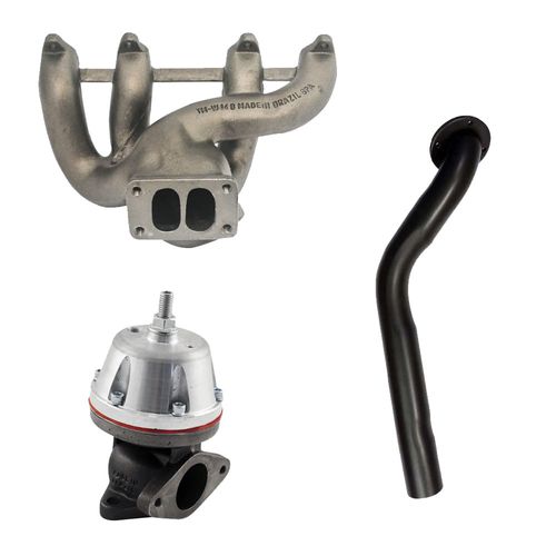 Coletor De Escape Turbo VW AP 8V Pulsativo + Wastegate Booster + Saída de escape - Quadrado Carburado