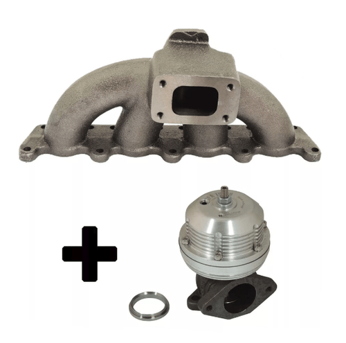 Coletor de escape para turbo VW Golf / Audi A3 1.8 20V transversal - T2/GT + Wastegate USA Prata