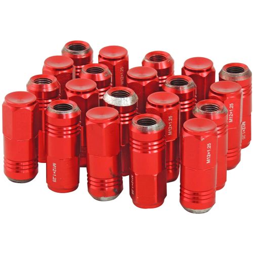 Kit Porca Roda (Lug Nuts) M12 x 1.25 50mm 20 Peças Vermelho - No Estado