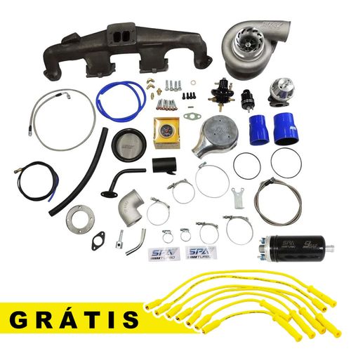 Kit Turbo GM Chevrolet Opala / Caravan 6 cil 4.1 - COM TURBINA SPA700 + BOMBA ELÉTRICA COMBUSTÍVEL EXTERNA 9 BAR - GRÁTIS CABO DE VELA
