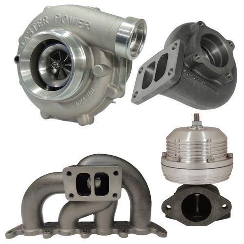 Coletor de escape p/ turbo Audi A3 / Golf 1.8 20V pulsativo - turbina para baixo + Turbina .50 T3 Master Power R474 + Wastegate USA Prata
