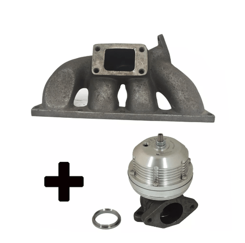 Coletor de escape para turbo Honda Civic VTI 1.6 16V Motor B16 - T3 - Válvula para direita + Wastegate USA Prata