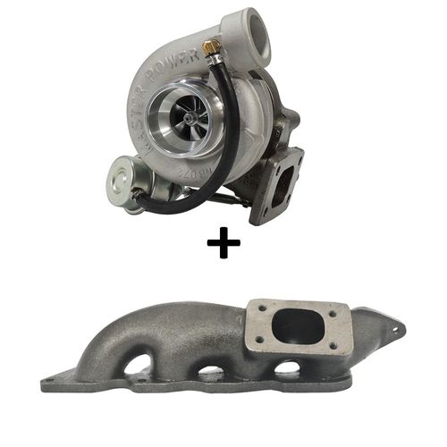 Coletor de escape para turbo VW EA 111 transversal - T2 com saída de válvula + Turbina Master Power .48 T25 R384