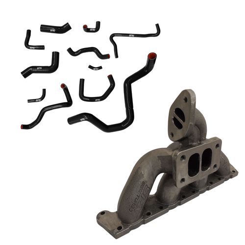 Coletor Escape Turbo Pulsativo / Turbina Para Cima / Transversais (AGU/AUM) + Kit Mangueira Arrefecimento Em Silicone - Vw Golf Gti 1.8 20v