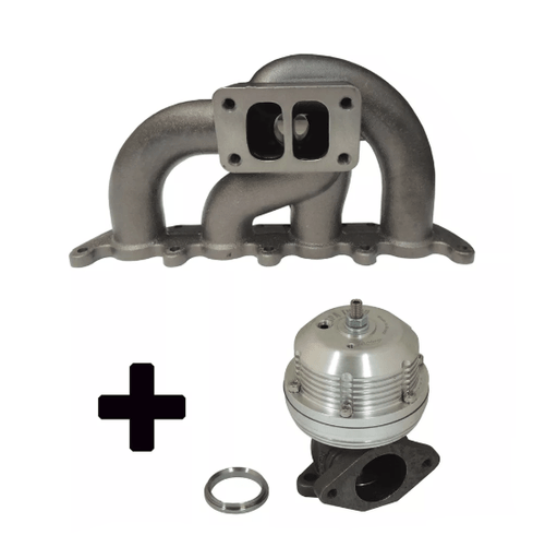 Coletor de escape para turbo Audi A3 / Golf 1.8 20V pulsativo - turbina para baixo - T3 + Wastegate USA Prata