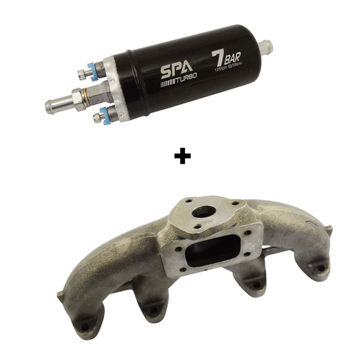 BOMBA ELÉTRICA DE COMBUSTÍVEL EXTERNA 7 BAR + COLETOR DE ESCAPE PARA TURBO VW AP 8V MONOFLUXO - T3 FURAÇÃO DE VÁLVULA "L"