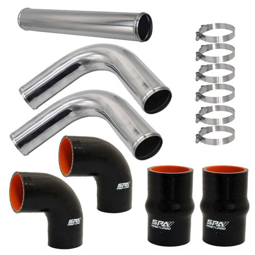 Kit p/ fabricação de pressurização/intake universal: Tubos de alumínio reto e 90° / Mangueiras de silicone / Abraçadeiras tucho