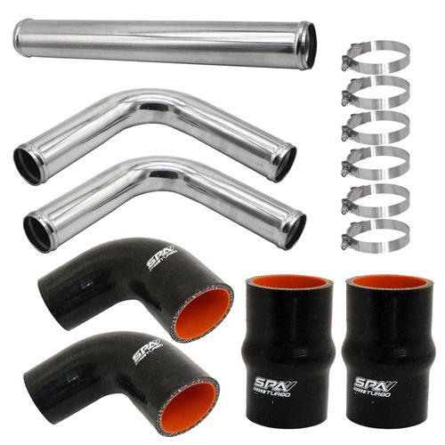 Kit p/ fabricação de pressurização/intake universal: Tubos de alumínio reto e 90° / Mangueiras de silicone / Abraçadeiras tucho